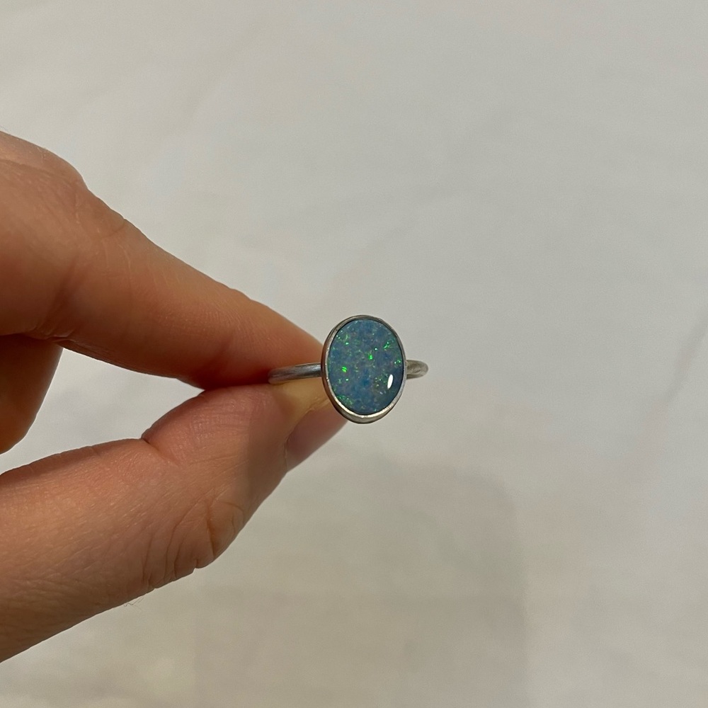 Handmade Opal Sterling Silver Ring Size 5